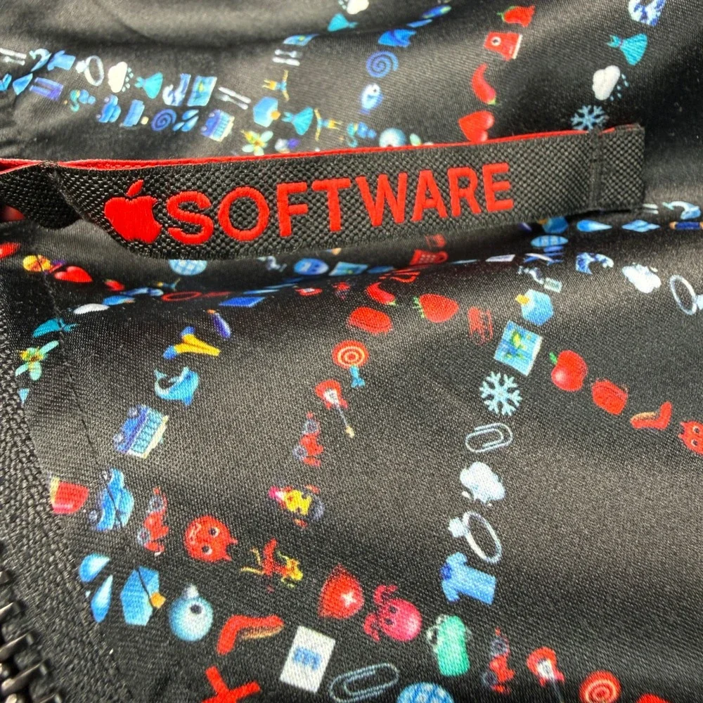 Apple‎ Software Mens Smalll Reversible Bomber Jacket Black Plaid Tech Streetwear